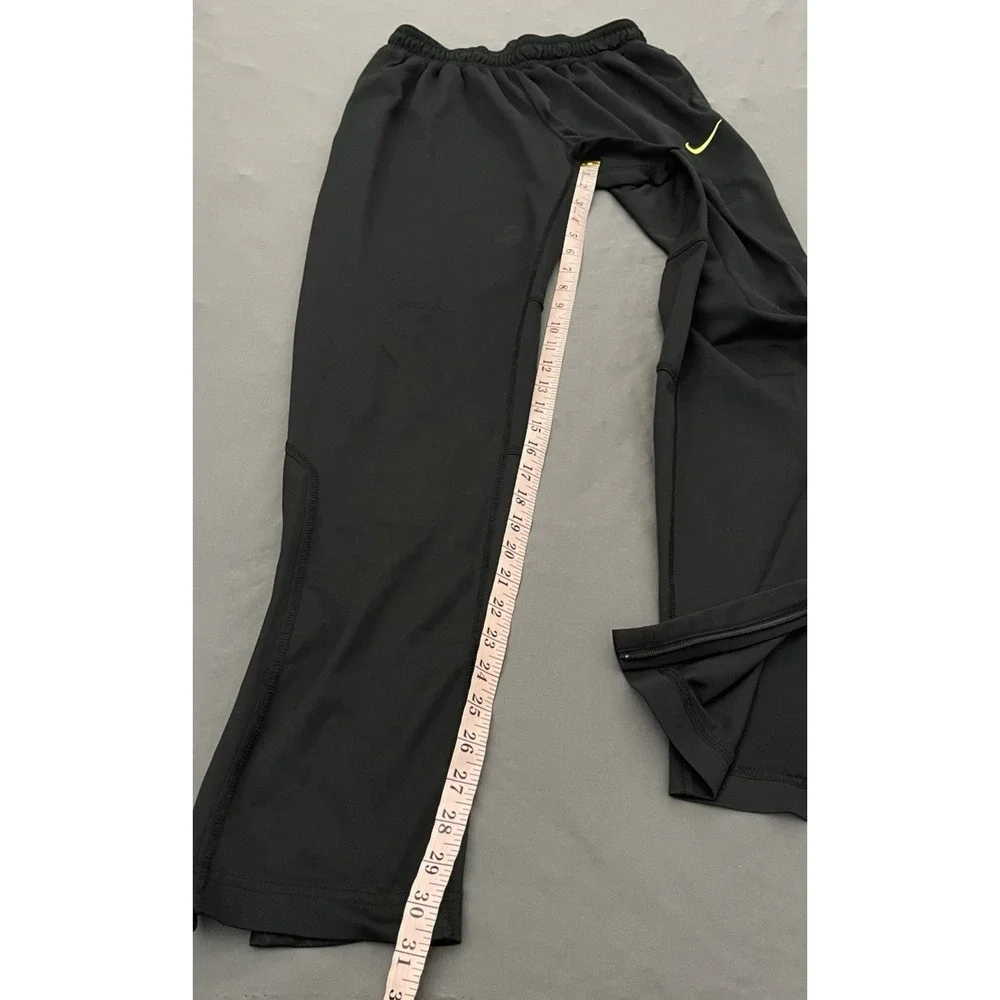 Dri Fit Nike Athletic Pants Mens Size Medium Black Green Ankles Zip Drawstring